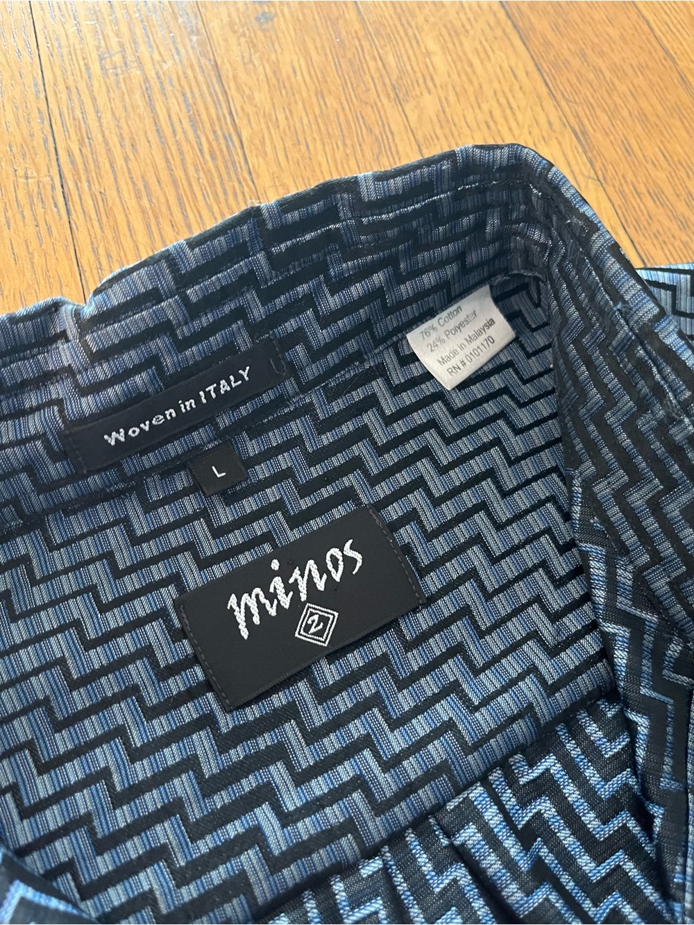Minos Blue & Black Geometric Button-Down Shirt